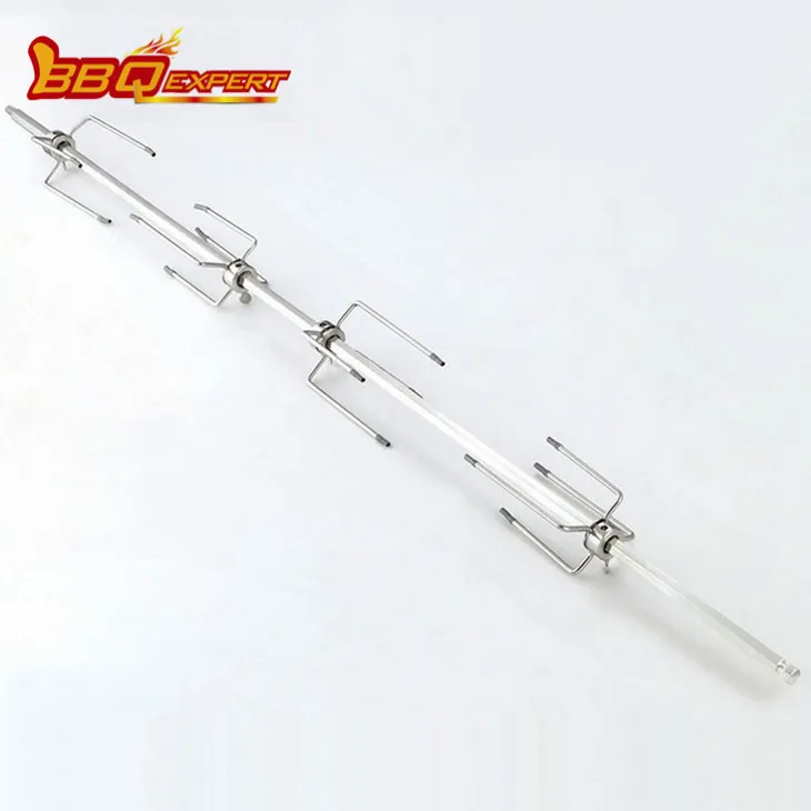 Zestaw rożna do grillowania z czterema zębami ze stali nierdzewnej
