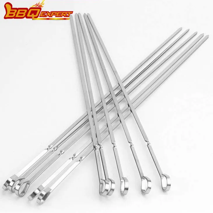 Zagęścić płaskie patyczki do grilla w zestawie szpikulców do grilla ze stali nierdzewnej